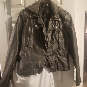 Sz 6 leather hoodie jacket